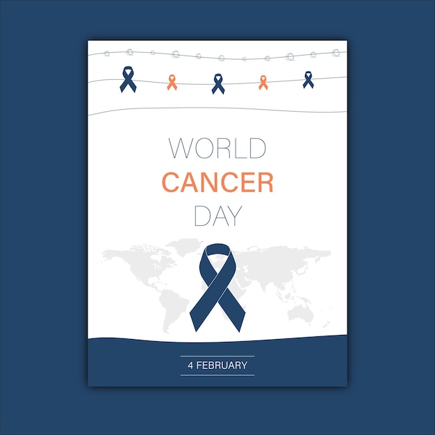 World Cancer day design card and vector mockup.