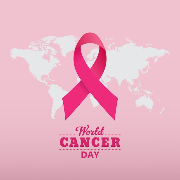 World cancer day design with pink ribbon