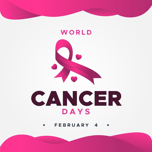 World Cancer Day Design With Ribbon