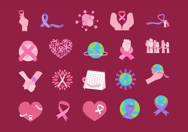Vector world cancer day element set
