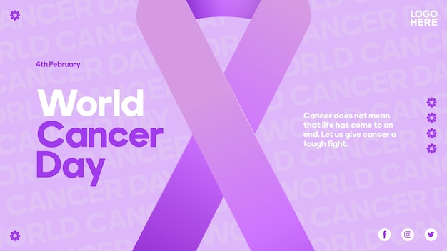 World cancer day event poster with ribbon illustration