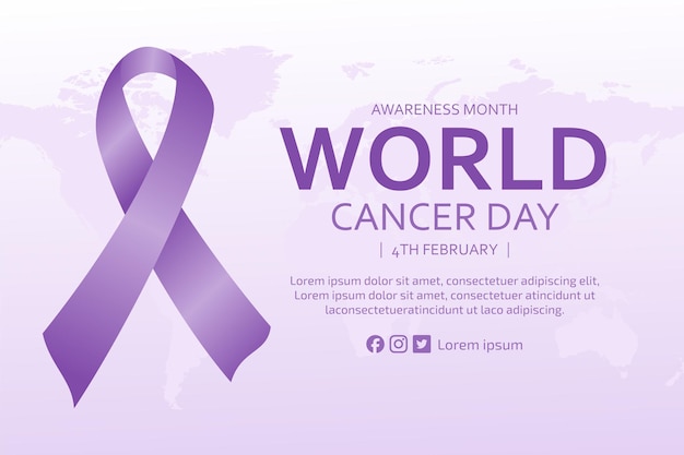 World cancer day flat design background with ribbon illustration