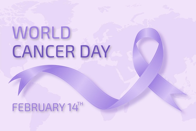 World cancer day flat design background with ribbon illustration