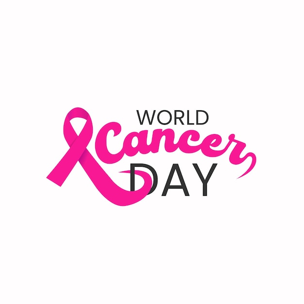 World Cancer Day Lettering and Typography Vector Illustration with Pink Color Ribbon Background