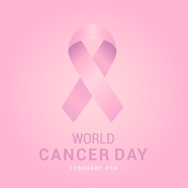 World cancer day. Pink ribbon