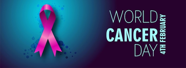 Vector world cancer day poster or banner illustration background 4 february