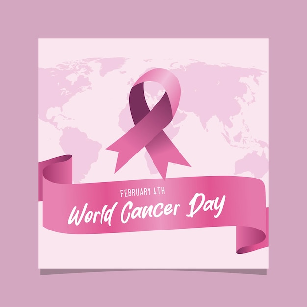 Vector world cancer day poster design in squaresized