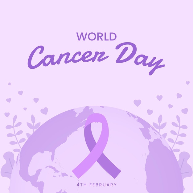 World Cancer Day poster template flat design illustration stop cancer campaign on purple color background