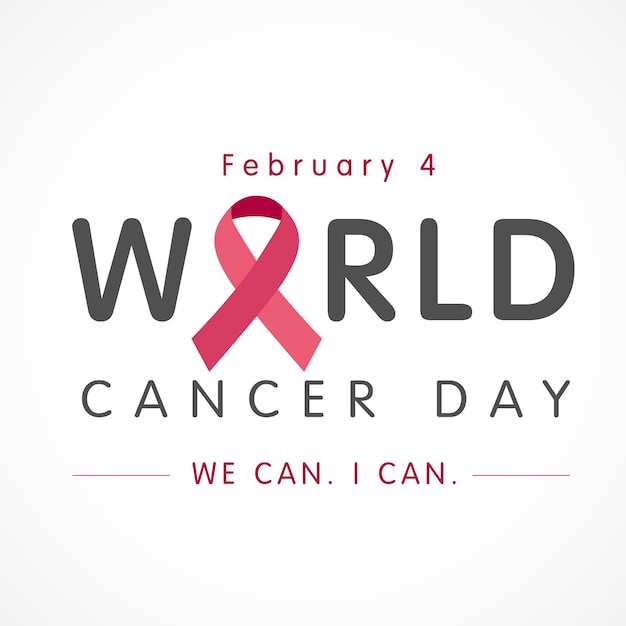 World Cancer Day poster with 3D pink ribbon