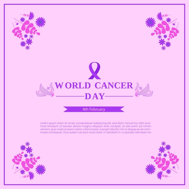 Vector world cancer day vector background with floral decor ation and area for text
