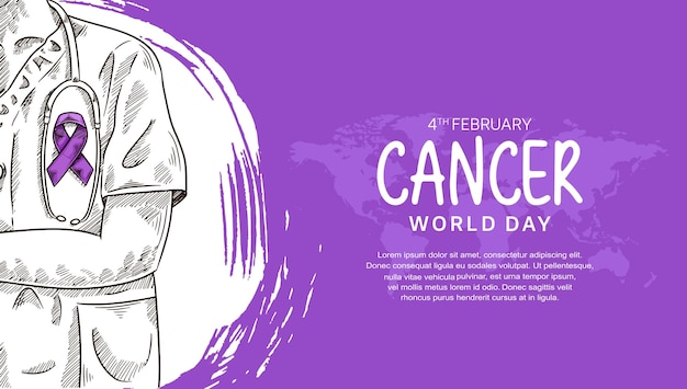 World Cancer Day Vector Design met doktersillustratie voor campagne en poster