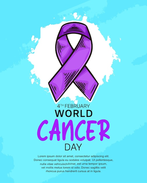 World Cancer Day Vector Design met paarse lintillustratie voor campagne en poster