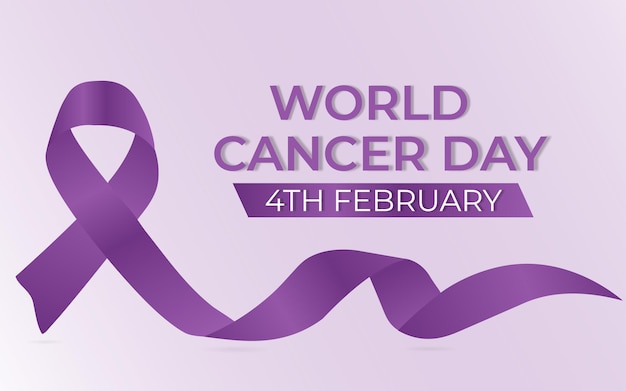 World cancer day with realistic ribbon