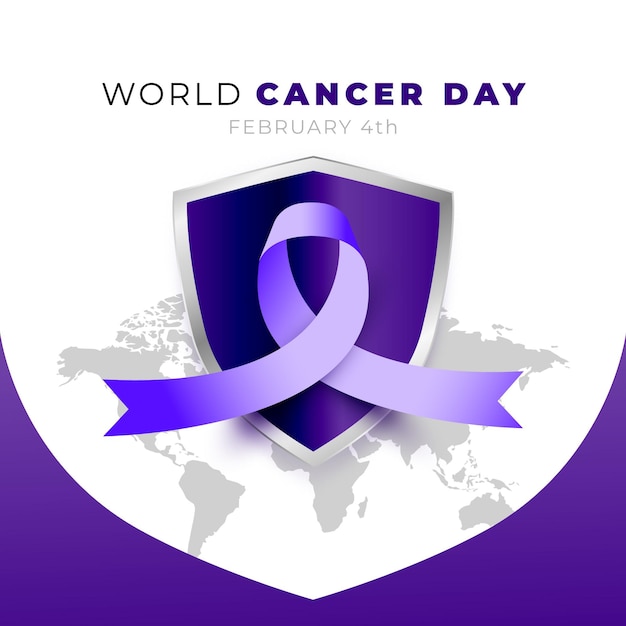 World cancer day with ribbon