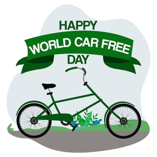 Vector world car free day campaign to reduce the use of cars to reduce the pollution of the world