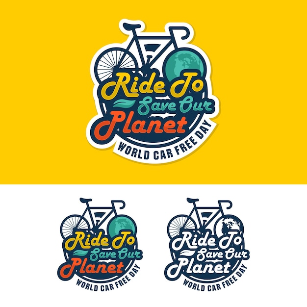 Vector world car free day design logo