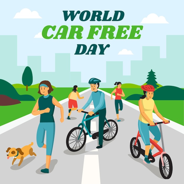 Vector world car free day event