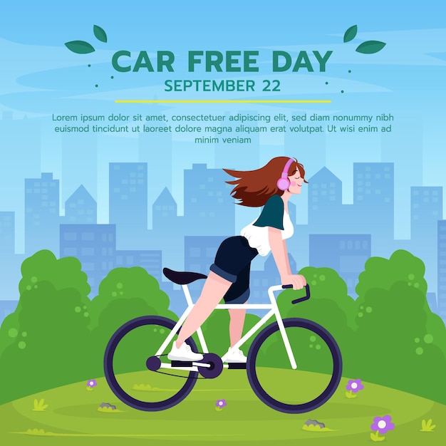 world car free day flat design character. car free day concept