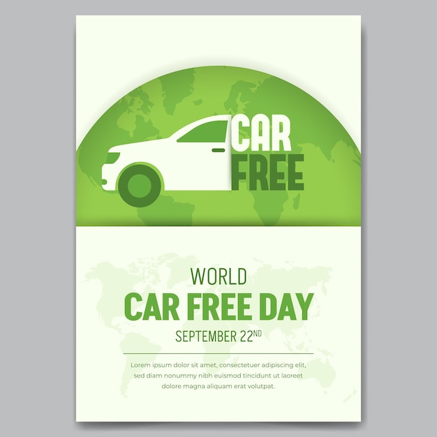 세계 자동차 자유의 날 (world Car Free Day) 9월 22일 포스터, 자동차 문자 및 지구 화