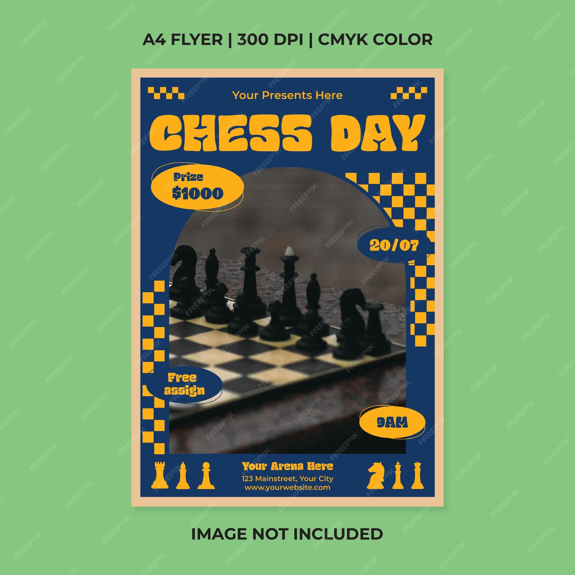 Premium Vector  World chess day flyer