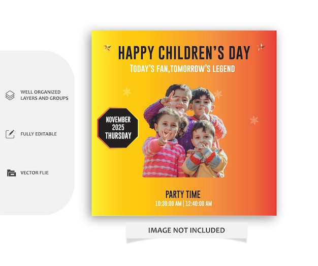 Vector world children's day instagram post template