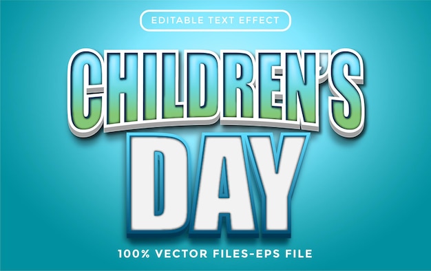 Effetto di testo modificabile 3d per la giornata mondiale dei bambini vettore premium