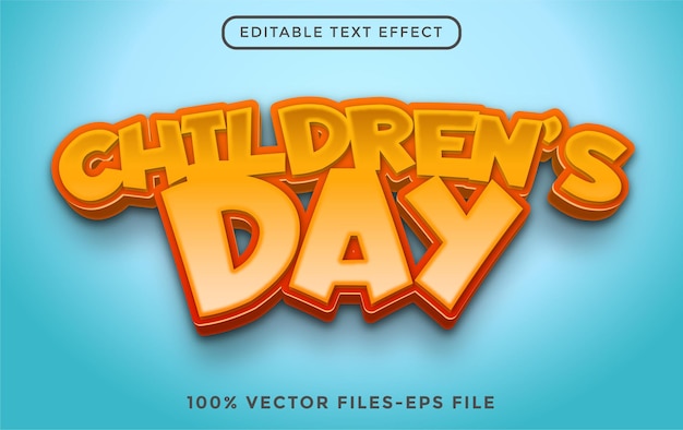 Всемирный день защиты детей 3d редактируемый текстовый эффект premium векторы