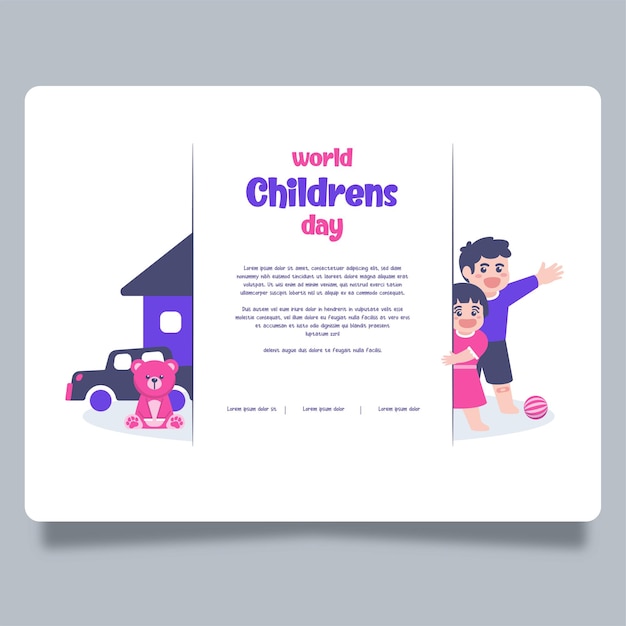 World childrens day concept banner flat illustration