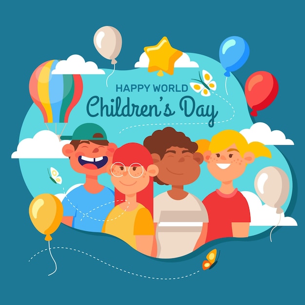 Vector world childrens day draw