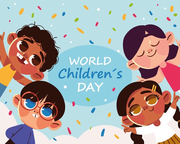 Vector world childrens day party