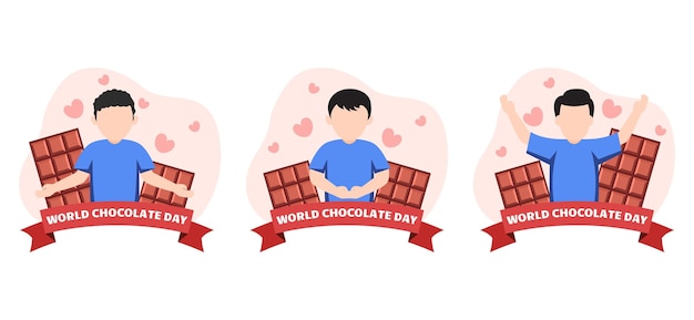 Vector world chocolate day flat bundle design illustration