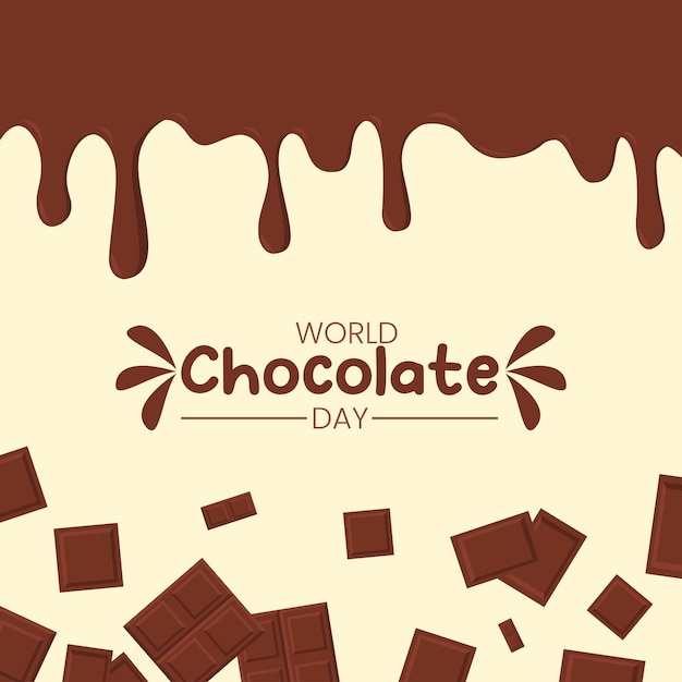 Vector world chocolate day melted chocolate for posters or packaging