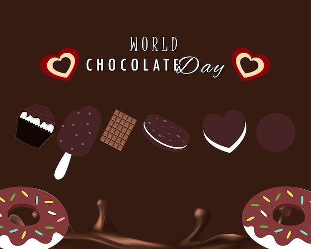 Vettore disegno di illustrazione vettoriale per la giornata mondiale del cioccolato per poster e banner dei social media