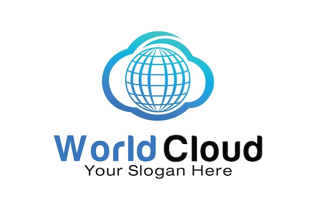 Modello di progettazione del logo world cloud