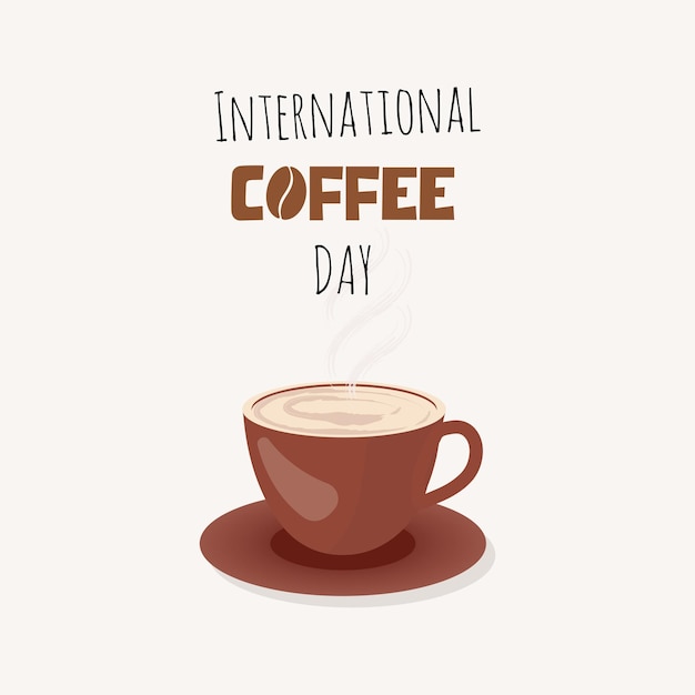 World coffee day celebration concept Cup of coffee with text