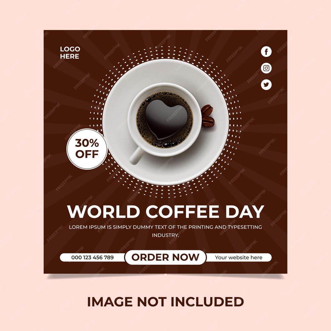 Premium Vector World coffee day social media post vector template