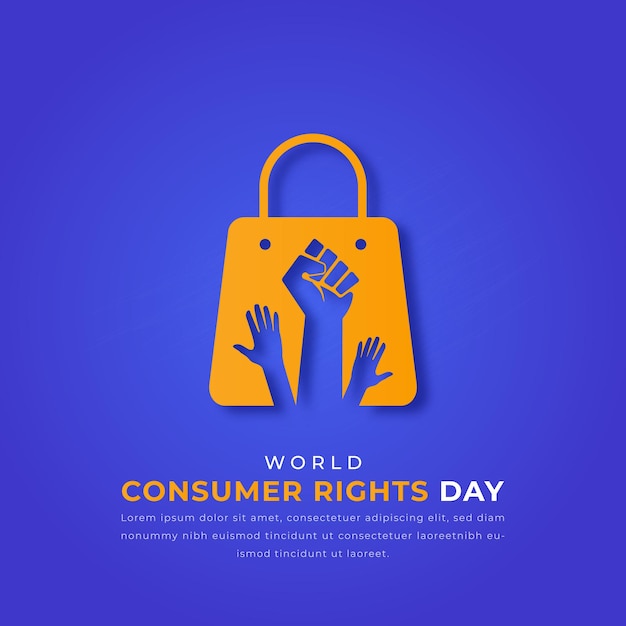 世界消費者権利日 ペーパーカットスタイル ベクトルデザイン バックグラウンドポスターバナー