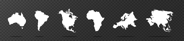 Vector world continents silhouettes