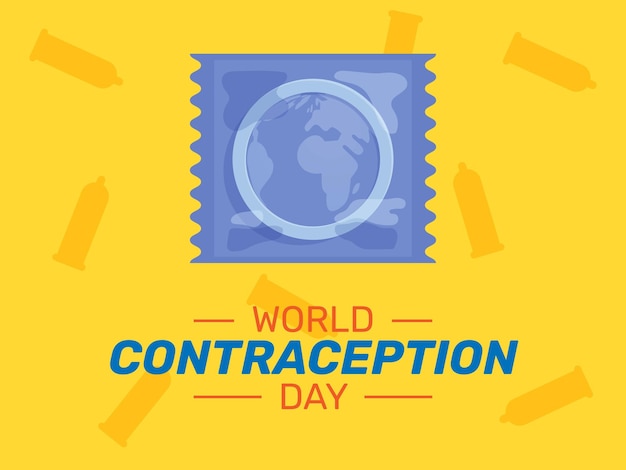 World Contraception Day Design Sex Education for Sexual Health with Condom in package illustration