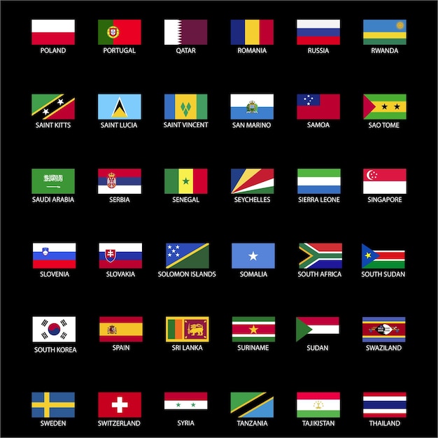 World country flag collection with names