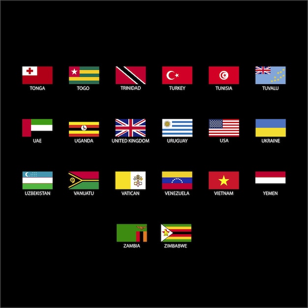 world country flag collection with names