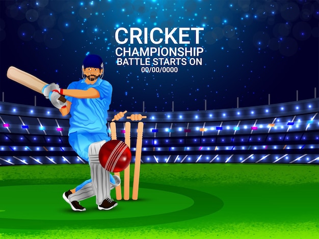 Vector world cricket league match with cricket elements