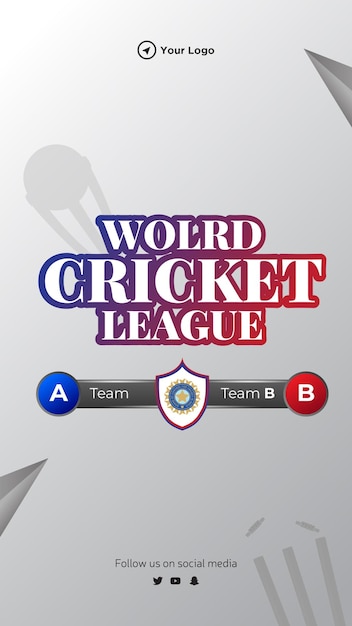 World Cricket League portrait template design