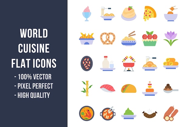 World Cuisine Flat Multicolor icons