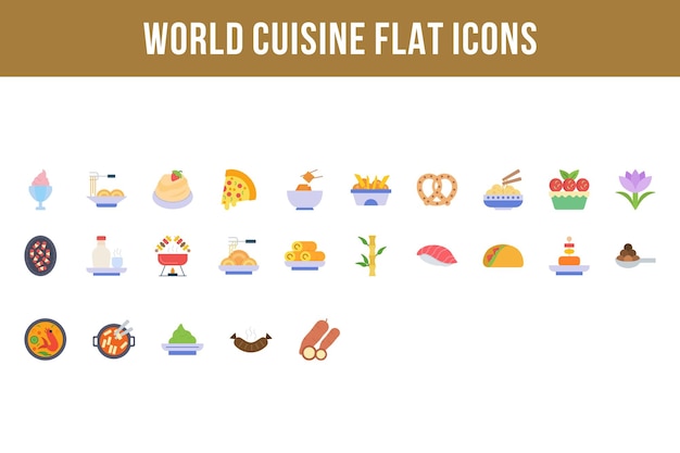 World Cuisine Flat Multicolor Icons