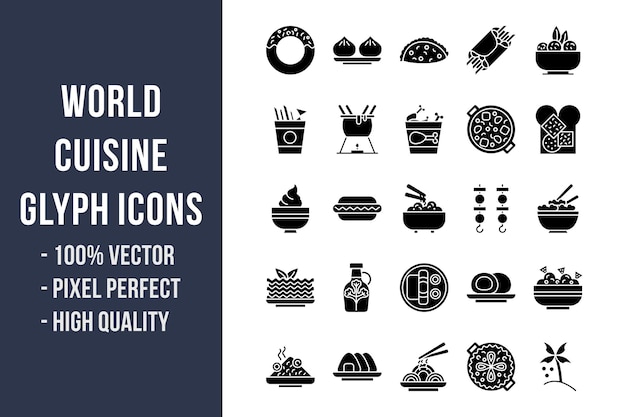 World cuisine glyph icons