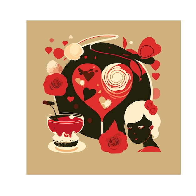 world cuisine, heart plates, wine and pasta, vector, illustrator, design