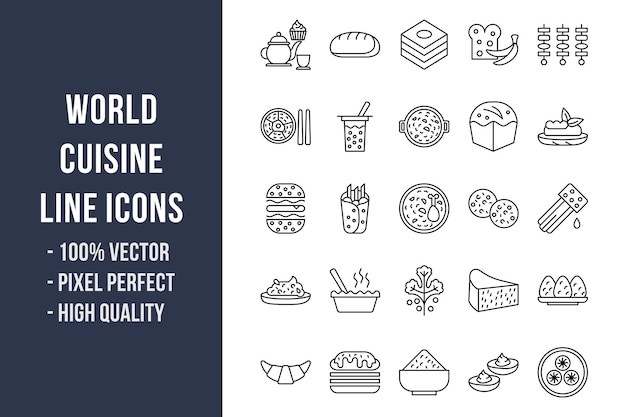 World Cuisine Line Icons