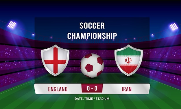 World Cup England Vs Iran Football Match scoreboard broadcast