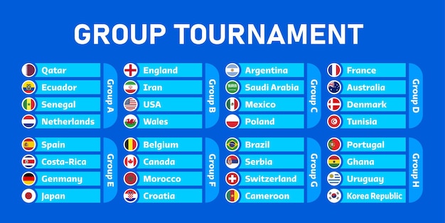 World Cup football championship 2022 groups vector